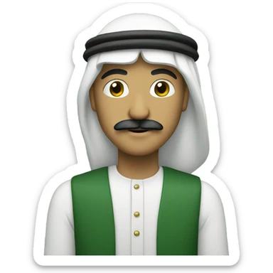 An Arab with a mustache and a green background behind  sticker
