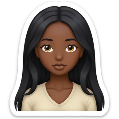 Pretty black girl with long black hair sticker