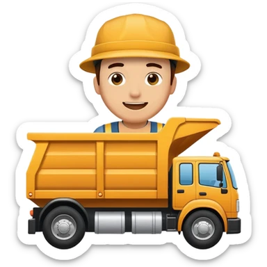 Dump truck with guy winking outside window sticker