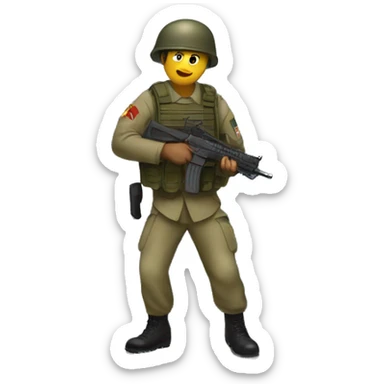 soldier being stopped from going inside a house sticker