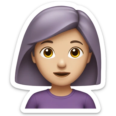 White girl with purple shirt and brown hair sticker