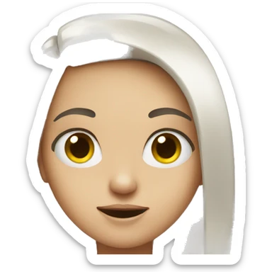 Girl with weird face sticker