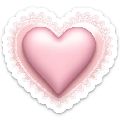 matte light pink heart with bow with lace and frills  sticker
