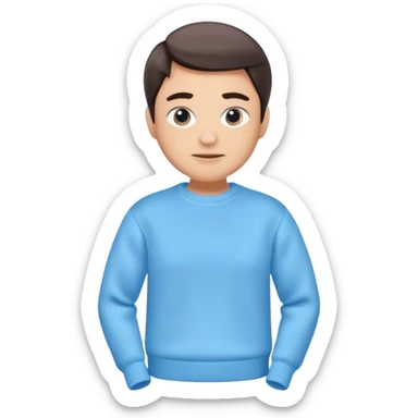 sky-blue sweater with light fabric folds and soft shading, casual style, Memoji-style rendering. sticker