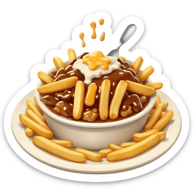 poutine in a white plate sticker