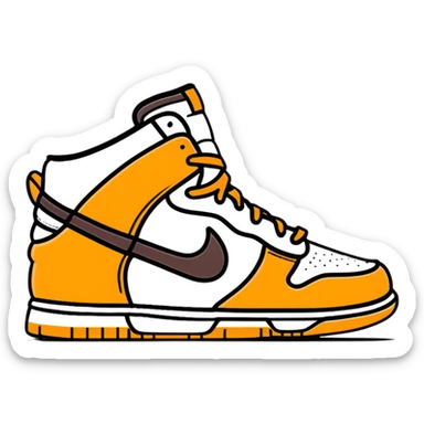 Nike Dunk Low Curry, beige and brown tones with tan accents, basketball sneaker sticker