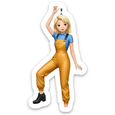 Hanging Wedgie on Tree in Highwaisted Latex Overalls sticker