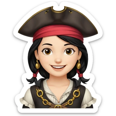 pirate girl with black hair band  sticker