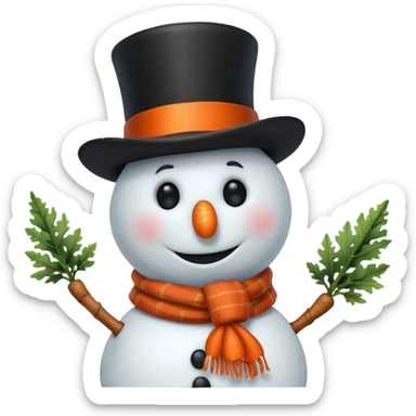 A classic snowman with carrot nose and coal smile. sticker