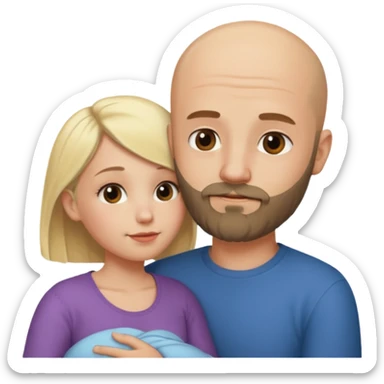 Tuląca się para. Rodzące się uczucie. On - łysy z ciemnym, kilkudniowym zarostem. Ona - niższa od niego o głowę blondynka. sticker