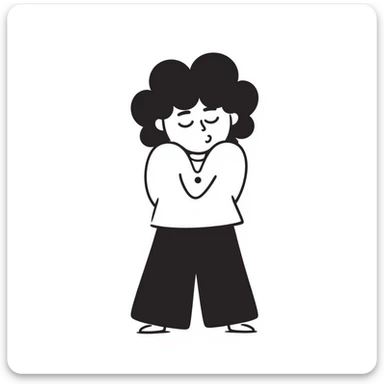 sketch of a person with a blank stare, slumped shoulders sticker