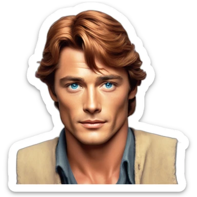 Alain delon young blue eyes neat gelled flat red hair farmer sticker
