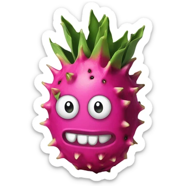 dragonfruit with face sticker