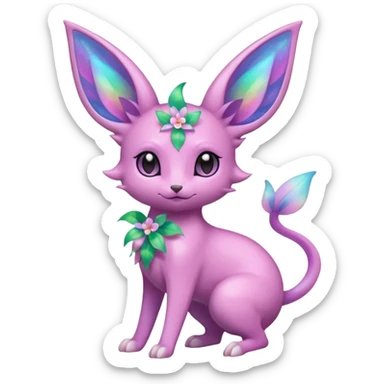 Colorful Floral-Painted Spring-Bloom Iridescent Cute Roserade-Espeon-Fakémon creature (full body) Colorful Floral-Painted Spring-Bloom Iridescent Cute Roserade-Espeon-Fakémon creature (full body) sticker