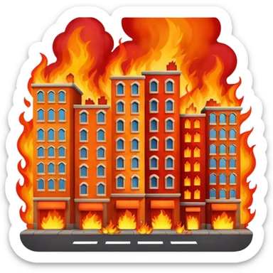 apple style emoji of a city street engulfed in flames sticker
