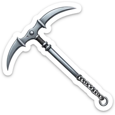 make japan weapon named "kusarigama" like hoe with chain and ball at the end of chain sticker