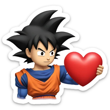 goku enviando un corazón sticker