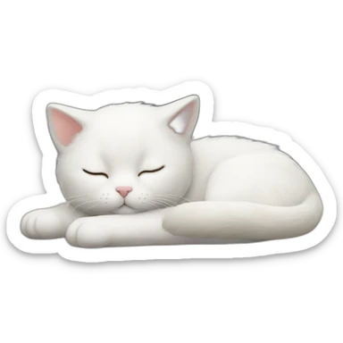 white kitty sleeping on the table sticker