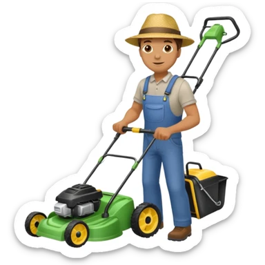 man mowing lawn sticker