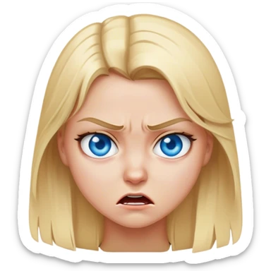 blonde girl with blue eyes who is mad sticker