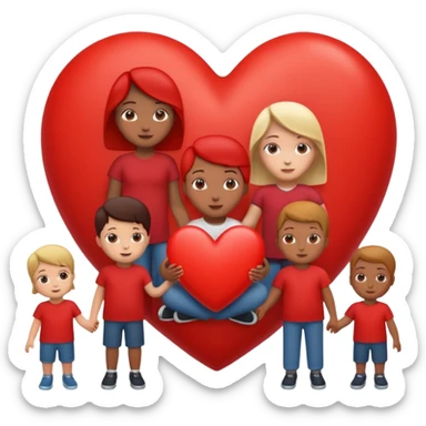 big heart with several small child figures inside sticker