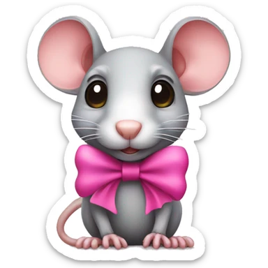 Rat with pink bow sticker