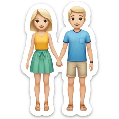 full-length cute couple in summer outfits sticker