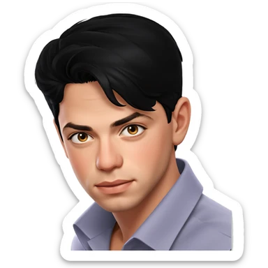 young man with black hair sticker