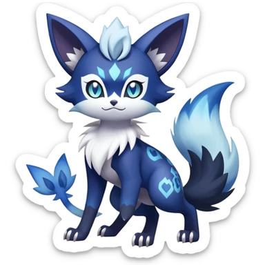 Shiny Exotic Badass Colorful Ethereal Royal Mysterious Gothic Meowstic-Zorua-Noibat-Pokémon-Fakémon-hybrid-creature (full body) with random pattern-markings sticker