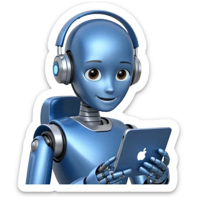 artificial Inteligence robot that is working in customer care and checking social media sticker