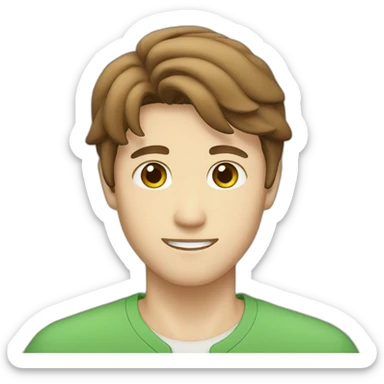 japanese guy with green eyes and brown hair sticker