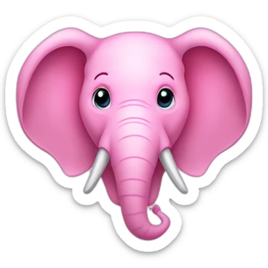 Pink elephant head with super large ears sticker