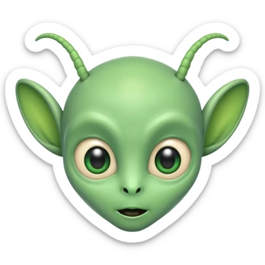 The face of a cute alien with two antennae and two eyes sticker