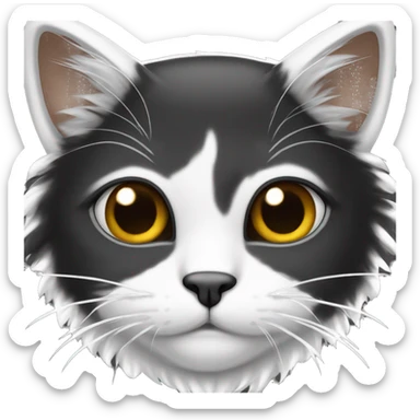 Gato bravo peludo preto e branco sticker