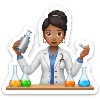 black female researcher in lab doing experiment sticker