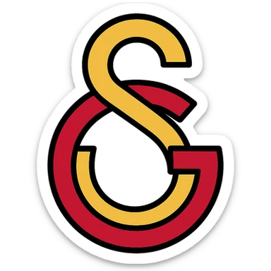 Galatasaray minimalist logo, monogram GS, clean lines, red and yellow sticker