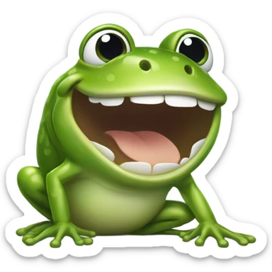 frog laughing out loud and moving sticker