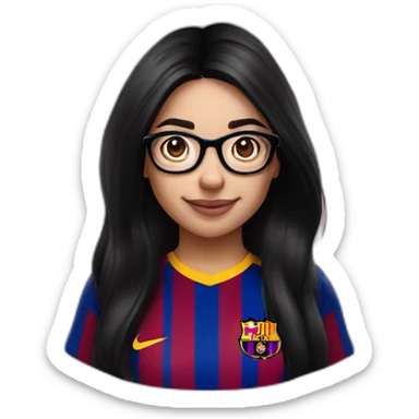 FC Barcelona supporter latin girl long black hair with glasses sticker
