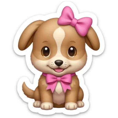 This puppy 🐶 with a pink bow, please in apple ios emoji stylem, just a head without body sticker