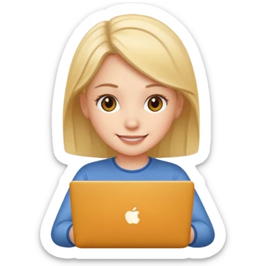 girl use laptop sticker