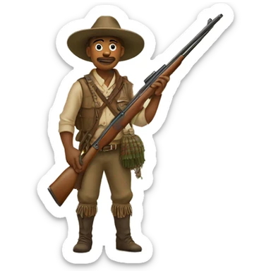 Hunter in traditional costume with rifle on his back sticker