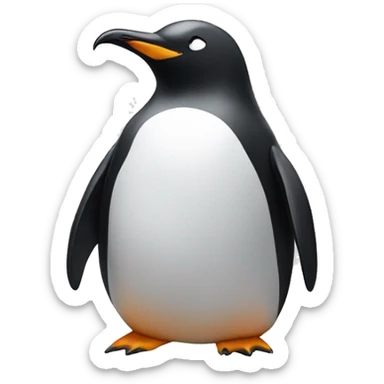 penguin on a rock eyes closed wings spread out head facing up sticker
