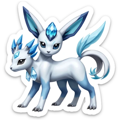 Absol-Meloetta-Glaceon-Dialga-Suicune-fusion-animal-Fakémon-hybrid-creature sticker
