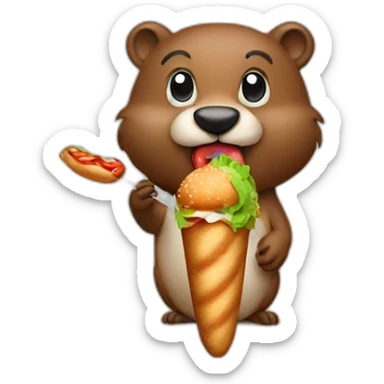 a beaver eating a kebab sticker