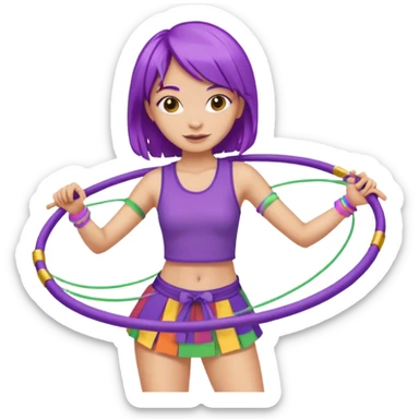 purple haired light skinned woman hula hooping sticker