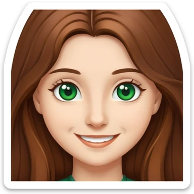 smiling girl with long hair and dark green eyes sticker