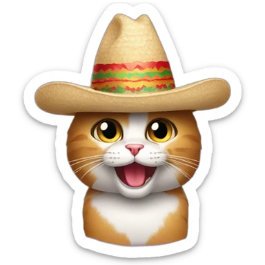 Crazy cat with mexican hat sticker
