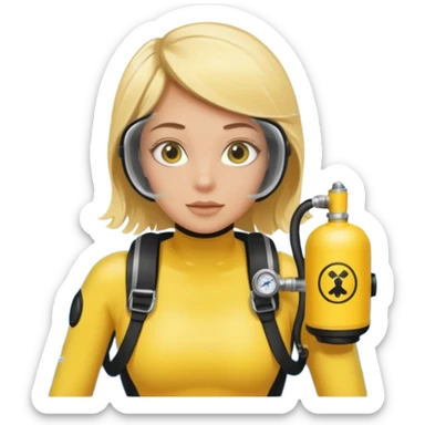 scuba diving girl blonde with yellow oxygen tank sticker