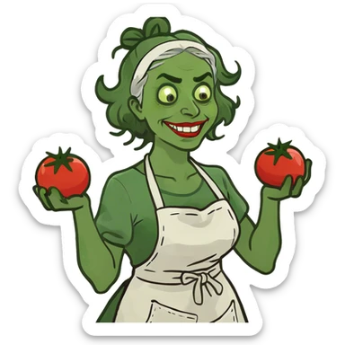 Mad lady throwing tomatoes  sticker