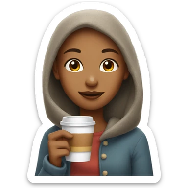 cozy girl with coffee sticker